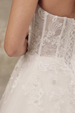 Meliha Gown - Strapless Tulle Bridal Gown with lace Details Alamour the Label