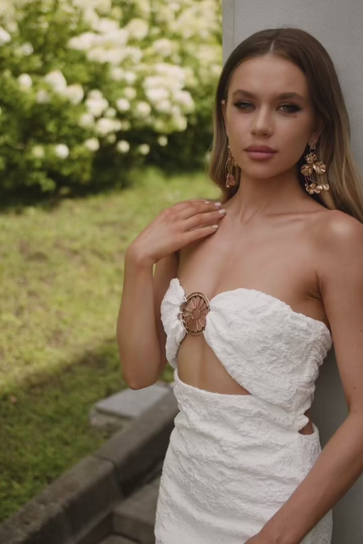 Angele White Jacquard Midi Dress Alamour the Label