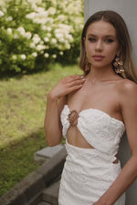 Angele White Jacquard Midi Dress Alamour the Label