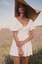 Adah White Mini Linen Dress Alamour the Label