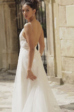 A&N Lidia - White Embellished Boho Bridal Gown with Low Back Alamour the Label