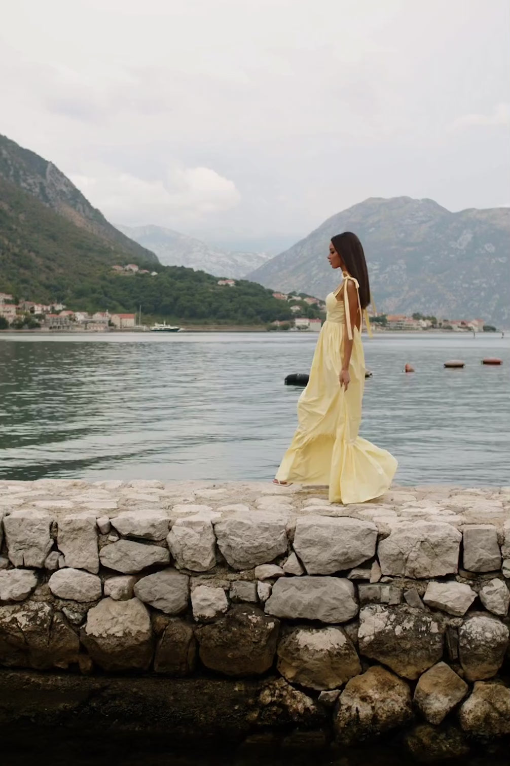 Lina Yellow Poplin Maxi Dress with Bow Sleeves Alamour the Label