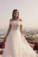 Sibeli Gown - Sheer Bridal Gown with Detachable Arm Drape Alamour the Label