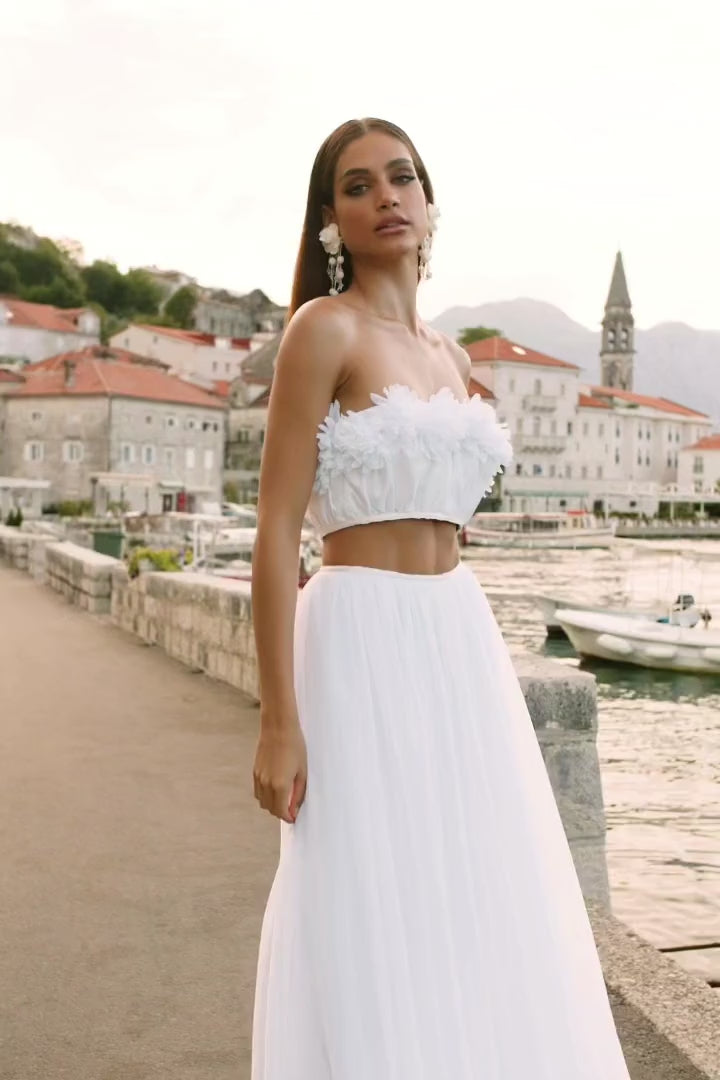 Yiras Iridescent White Mesh Set with Bodice Cut-Out Alamour the Label