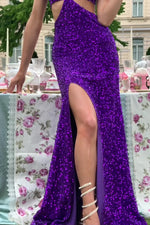 Natalie Purple Velvet Sequin Cut-Out Gown Alamour the Label
