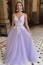 Ysabelle - Lilac Tulle Embellished A-Line Gown with Lace-Up Back Alamour the Label