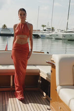 Emilia Two Piece Rust Set with Waist Ties Alamour the Label