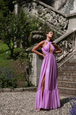 Gwen - Lilac Chiffon Dress with Open Back and Open Neckline Alamour the Label