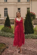 Ellen 3D Floral Embellished Midi Dress with Lace-Up Back Alamour the Label