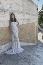 Constantia - White Sequin Gown with Sweetheart Neckline & Mermaid Train Alamour the Label