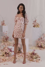 Myrna Floral Print Mini Dress with Sleeves Alamour the Label