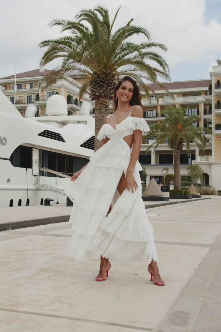 Liliana Lace Cut Out Maxi Dress with Side Slit Alamour the Label