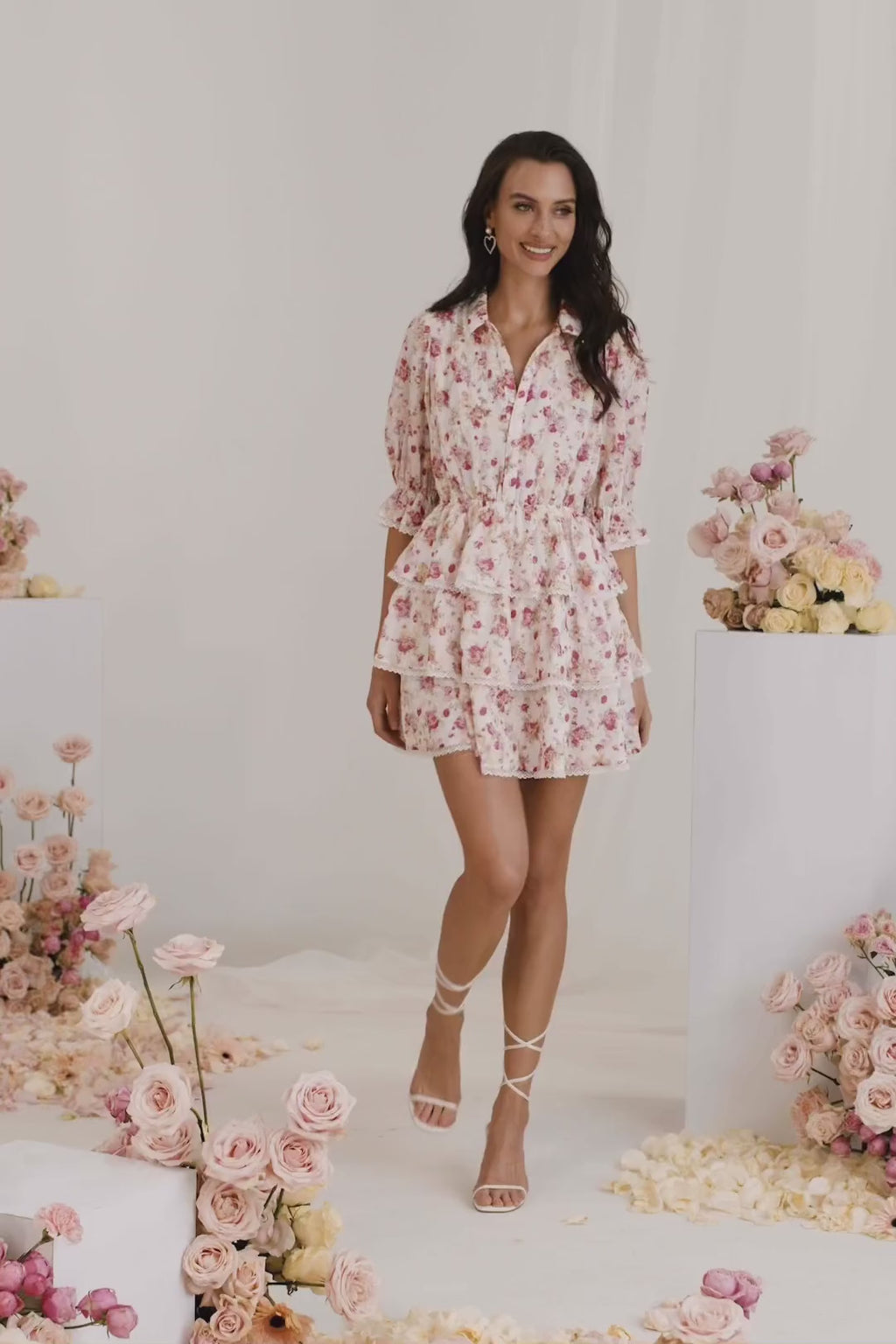 Meredith Floral Frills Mini Dress Alamour the Label