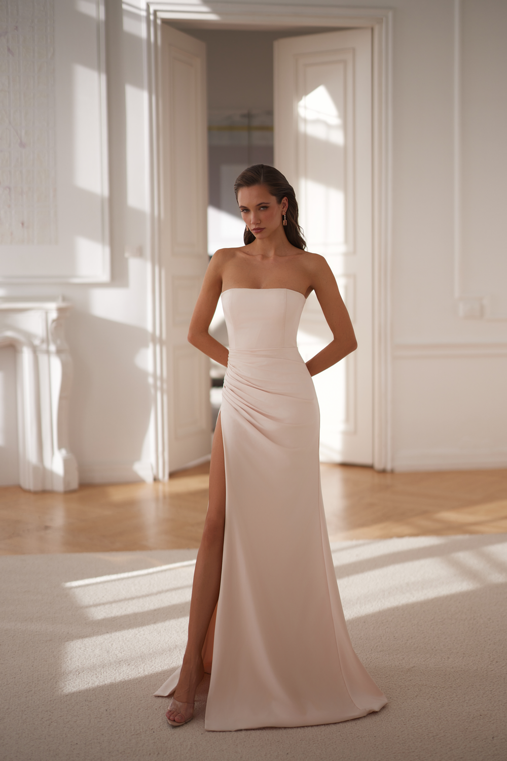 Ophelia Strapless Wrap Skirt Satin Gown