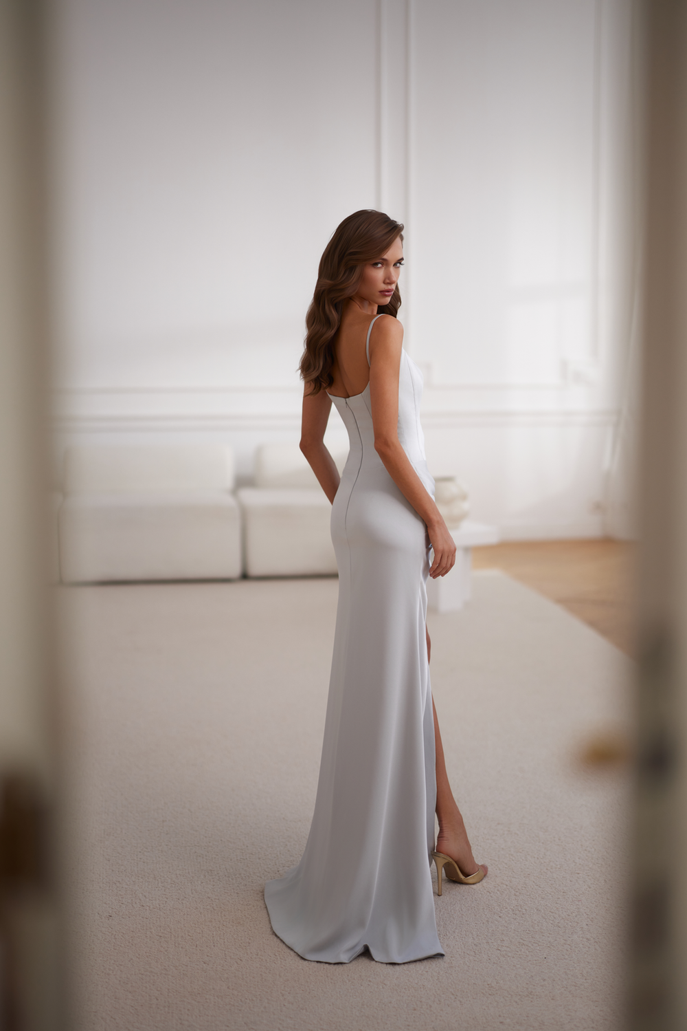 Alouette Bustier With Knot Slate Grey Gown