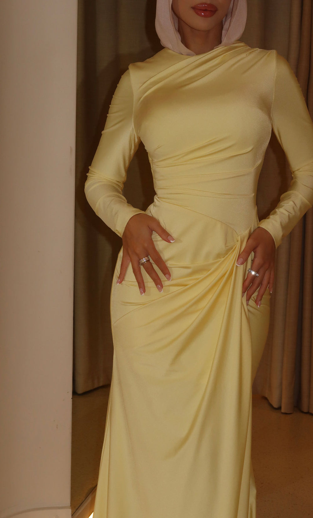 Farah Modest Butter Yellow Gown
