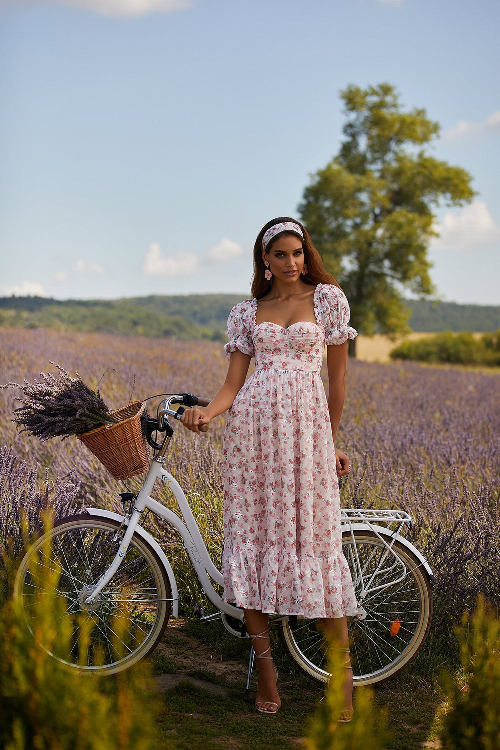 Aileen Dress Alamour The Label Aileen Floral Pink Lace-Up Midi Dress | Afterpay | Zip Pay | Sezzle