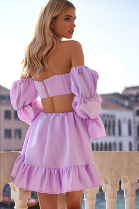 Moya Lilac Mini Dress with Diamante Straps