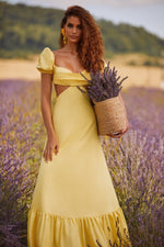 Kasia Dress Alamour The Label Kasia Yellow Tuck Pleat Maxi Dress | Afterpay | Zip Pay | Sezzle