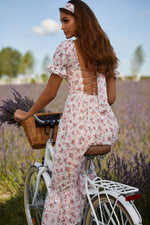 Aileen Dress Alamour The Label Aileen Floral Pink Lace-Up Midi Dress | Afterpay | Zip Pay | Sezzle