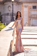 Laurenza - Rose Gold Alamour The Label Laurenza Rose Gold Sequin Gown | Afterpay | Zip Pay | Sezzle