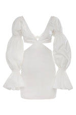 Ria White Satin Mini Dress with Cut-Out Waist