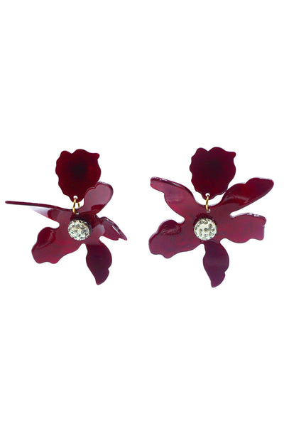 Luna Burgundy Flower Earrings Alamour The Label Luna Burgundy Flower Earrings | Afterpay | Klarna | Zip Pay