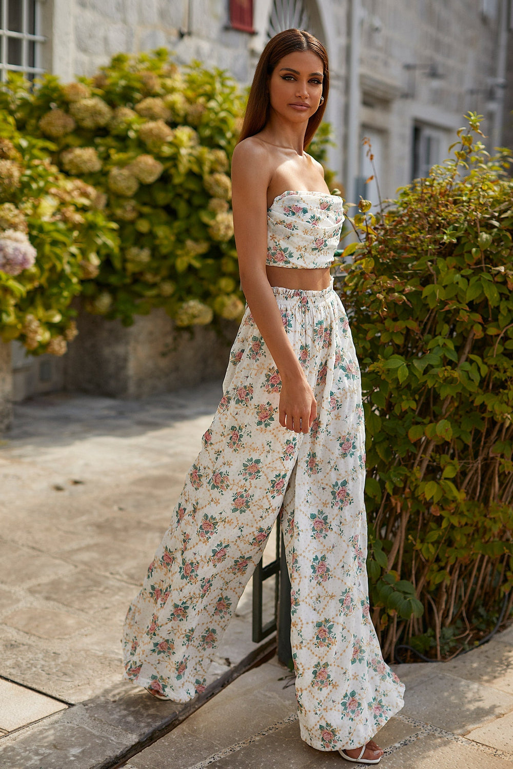 Samar Two Piece Floral Set with Bow Tie Back
