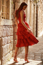 Eldora Dress Alamour The Label Eldora Red San Gallo Lace Midi Dress | Afterpay | Laybuy | Klarna