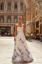 Akela Dress Alamour The Label Akela Blue & White Strapless Floral Dress | Afterpay | Zip Pay