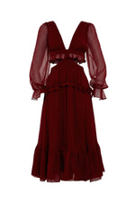 Magali Dress Alamour The Label Magali Burgundy Cut Out Midi Dress | Afterpay | Zip Pay | Sezzle