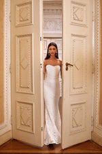 Cora - White Strapless Lace Gown with Mermaid Train
