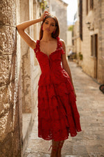 Eldora Dress Alamour The Label Eldora Red San Gallo Lace Midi Dress | Afterpay | Laybuy | Klarna