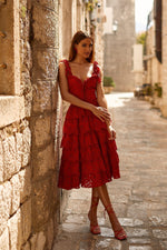 Eldora Dress Alamour The Label Eldora Red San Gallo Lace Midi Dress | Afterpay | Laybuy | Klarna