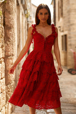 Eldora Dress Alamour The Label Eldora Red San Gallo Lace Midi Dress | Afterpay | Laybuy | Klarna