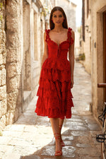 Eldora Dress Alamour The Label Eldora Red San Gallo Lace Midi Dress | Afterpay | Laybuy | Klarna