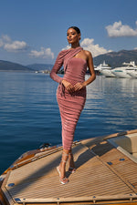 Luisa Dress Alamour The Label Luisa Mauve One-Shoulder Sleeve Dress | Afterpay | Zip Pay | Sezzle 