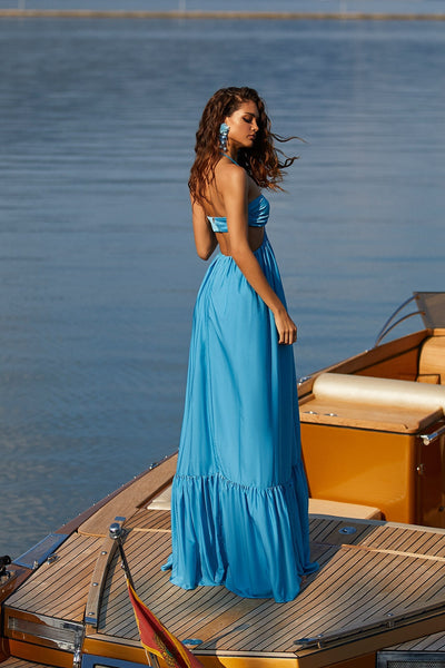 Arella Dress Alamour The Label Arella Blue Halter Maxi Dress | Afterpay | Klarna | Zip Pay