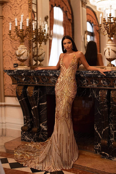 Lolita Sequin Gown - Gold Alamour Made-To-Order Lolita Gold Sequin Gown | Afterpay | Zip Pay | Sezzle | LayBuy