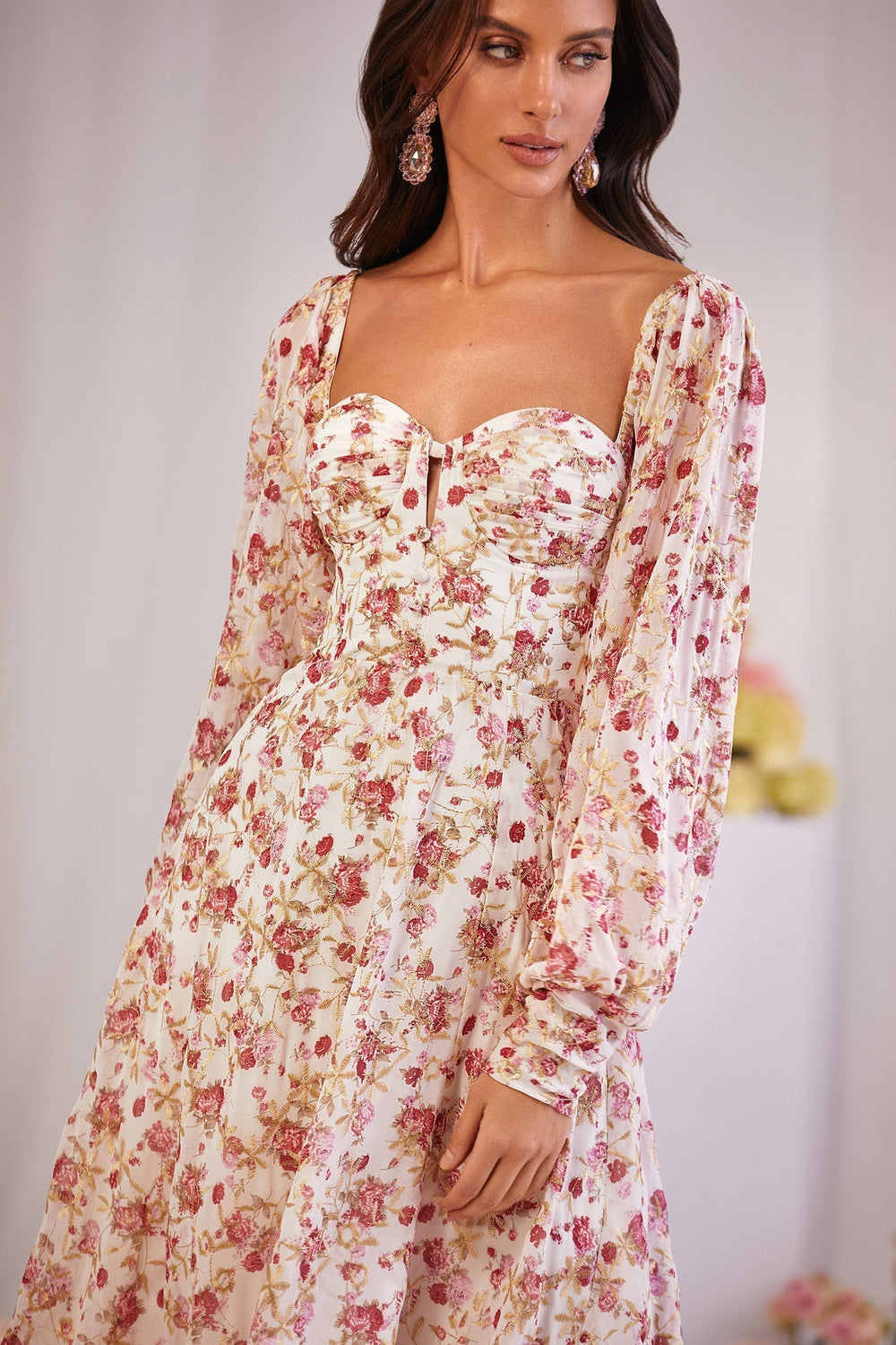 Serafina Dress Alamour The Label Serafina Floral Long Sleeve MIdi Dress | Afterpay | Laybuy | Klarna