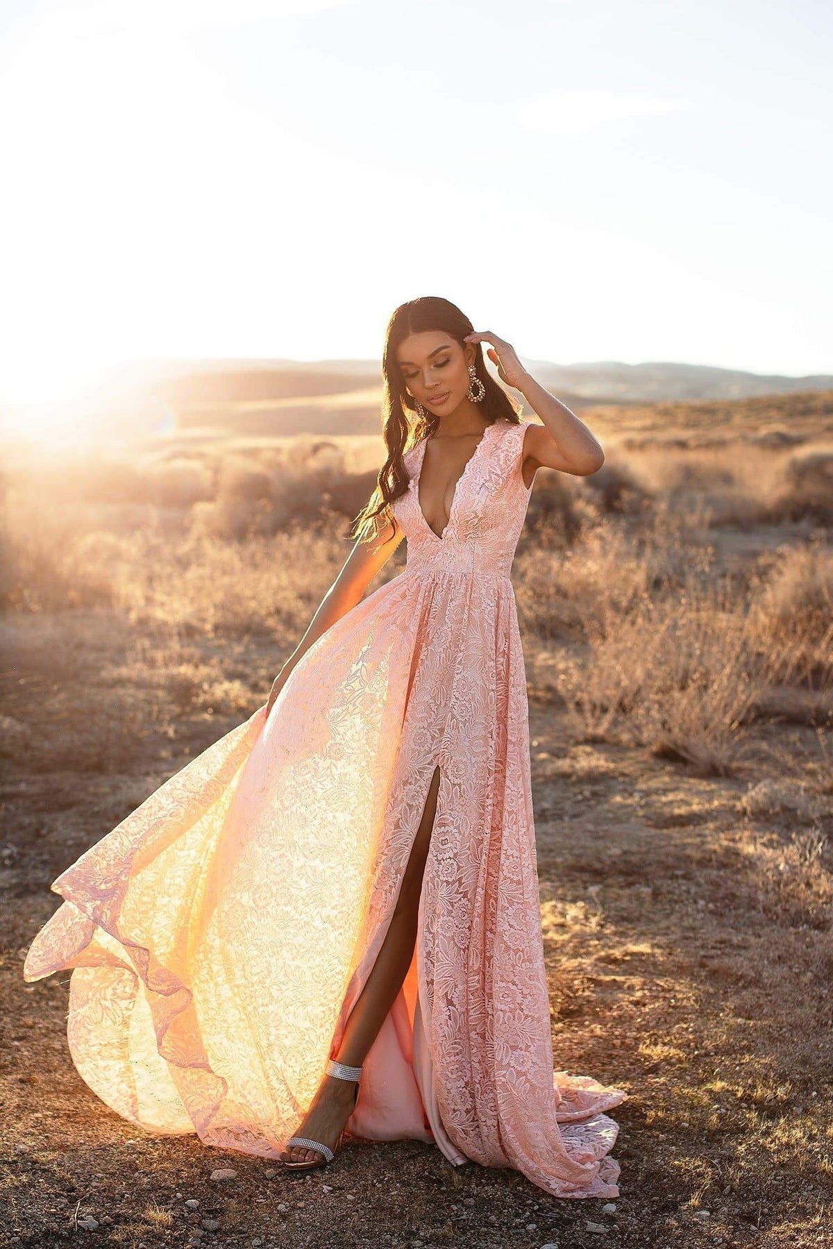 Genelle Lace Peach Gown  Alamour The Label