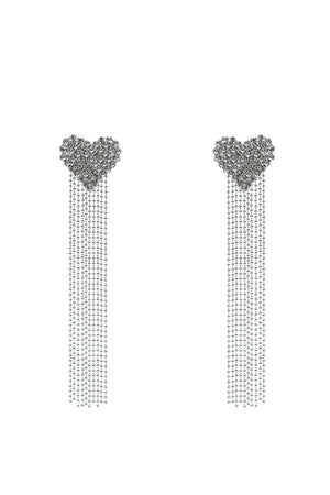 Delphie Silver Diamante Heart Earrings