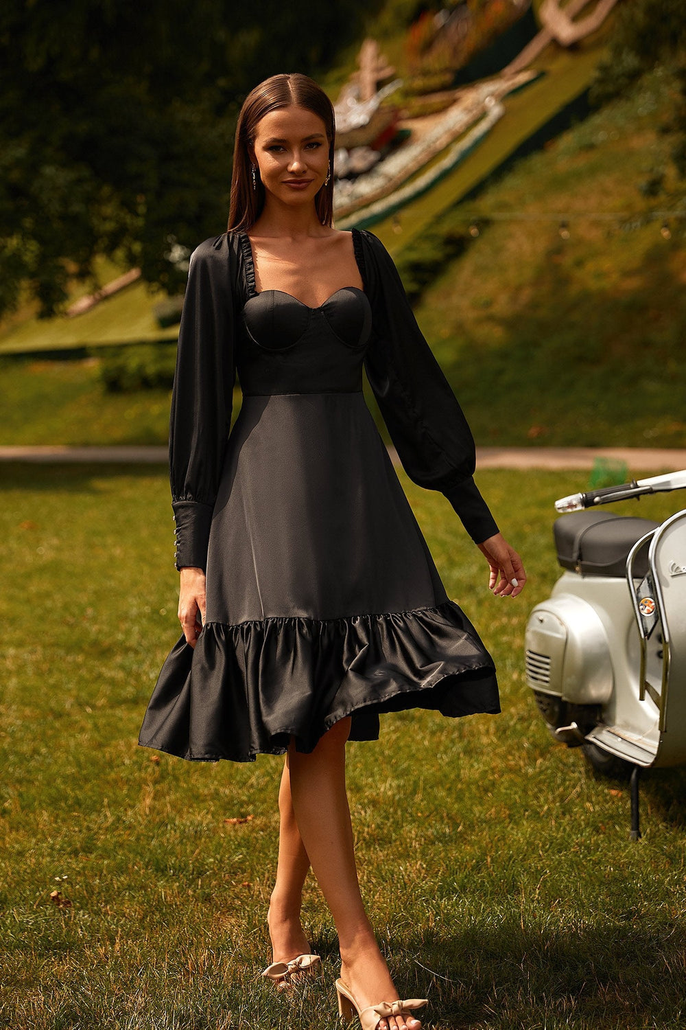 Yusra Black Long Sleeve Dress Alamour The Label Yusra Black Long Sleeve Dress with Lace-Up Back | Afterpay