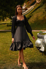 Yusra Black Long Sleeve Dress Alamour The Label Yusra Black Long Sleeve Dress with Lace-Up Back | Afterpay