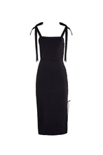 Denise Black Scuba Fitted Dress with Bow Sleeves