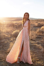 Genelle Lace Gown - Peach Alamour The Label A&N Luxe Genelle Peach Lace Gown | Afterpay | Zip Pay | Sezzle