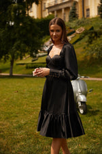 Yusra Black Long Sleeve Dress Alamour The Label Yusra Black Long Sleeve Dress with Lace-Up Back | Afterpay