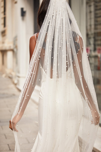 Pearl Veil Alamour Made-To-Order Sheer Tulle Pearl Veil | Afterpay | Klarna | Zip Pay