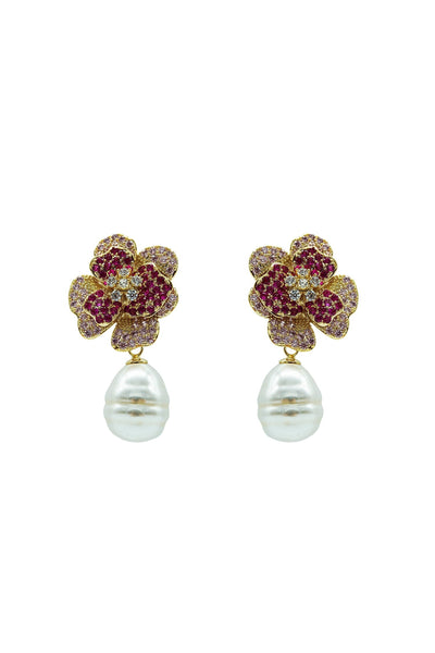 Marni Pink Flower Pearl Stud Alamour The Label Marni Pink Flower Pearl Stud Earrings | Afterpay | Klarna | Zip Pay