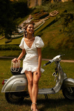 Andrey Mini - White Alamour The Label Andrey Puff Sleeve Mini Dress | Afterpay | Zip Pay | Sezzle